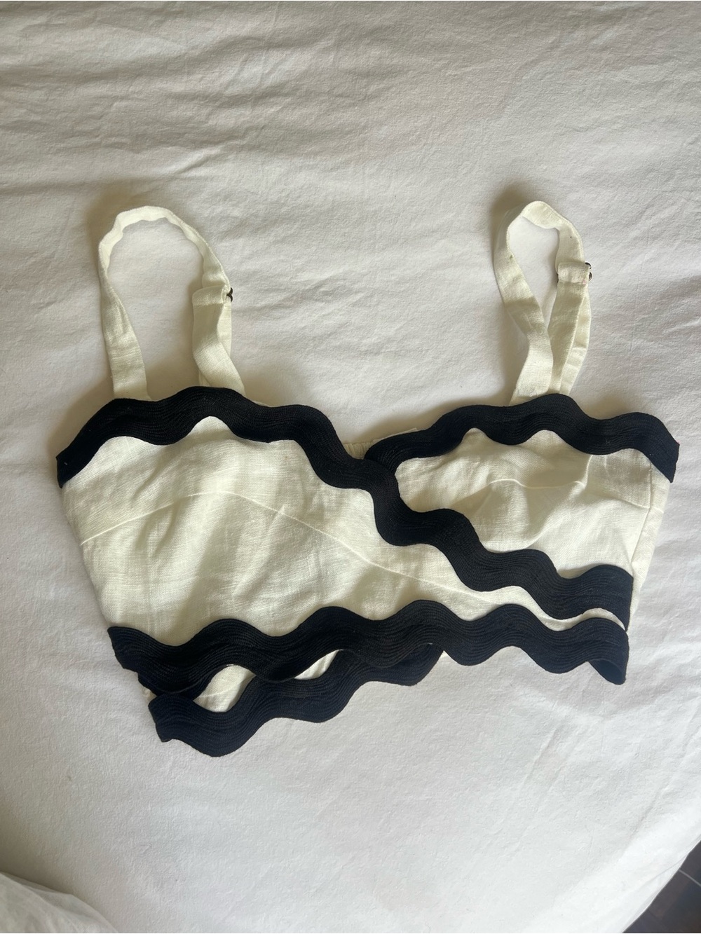 Black Trim White Cropped Bustier Top